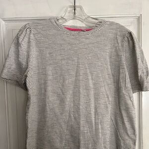 Boden Black and White Striped Puff Sleeve Tee